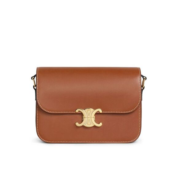 CELINE Handbags - Celine Women Triomphe Classique Bag In Natural Tan Calf Leather